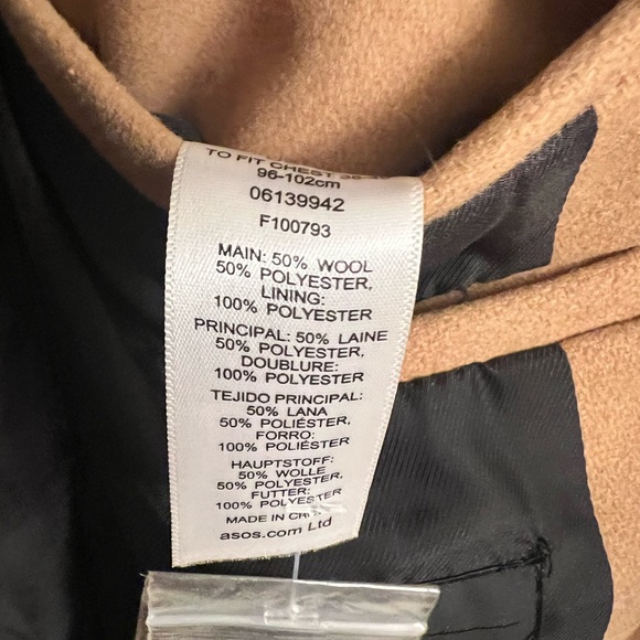 ASOS wool blend Tan Topcoat - Picture 4 of 6